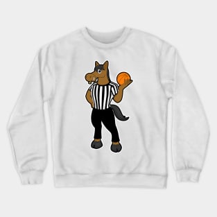 Horse as Referee with Basketball & Whistle Crewneck Sweatshirt